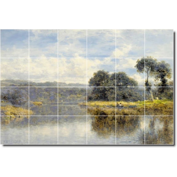 Ceramic Tile Mural-Benjamin Leader Landscapes Painting 142. 25.5" w x 17" h using (24) 4.25 x 4.25 ceramic tiles