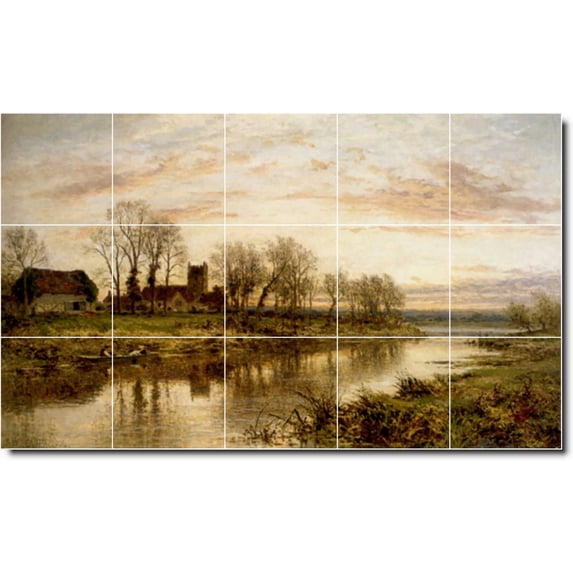 Ceramic Tile Mural-Benjamin Leader Landscapes Painting 151. 40" w x 24" h using (15) 8 x 8 ceramic tiles