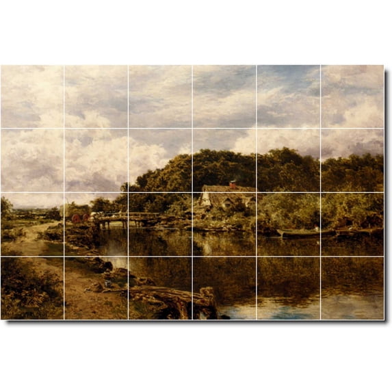 Ceramic Tile Mural-Benjamin Leader Landscapes Painting 153. 48" w x 32" h using (24) 8 x 8 ceramic tiles