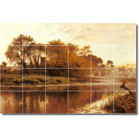Ceramic Tile Mural-Benjamin Leader Landscapes Painting 159. 72" w x 48" h using (24) 12 x 12 ceramic tiles