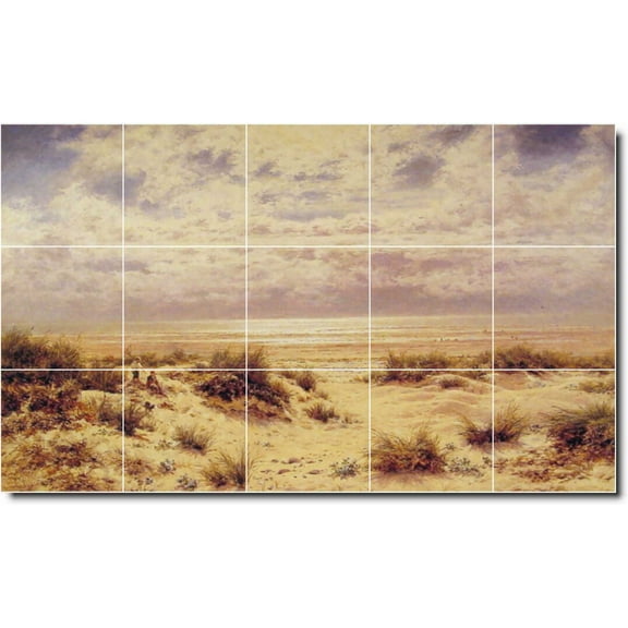 Ceramic Tile Mural-Benjamin Leader Waterfront Painting 100. 21.25" w x 12.75" h using (15) 4.25 x 4.25 ceramic tiles
