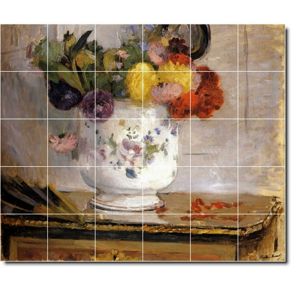 Ceramic Tile Mural-Berthe Morisot Flowers Painting 19. 36" w x 30" h using (30) 6 x 6 ceramic tiles