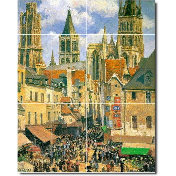 Ceramic Tile Mural-Camille Pissarro City 21. 32" w x 40" h using (20) 8 x 8 ceramic tiles