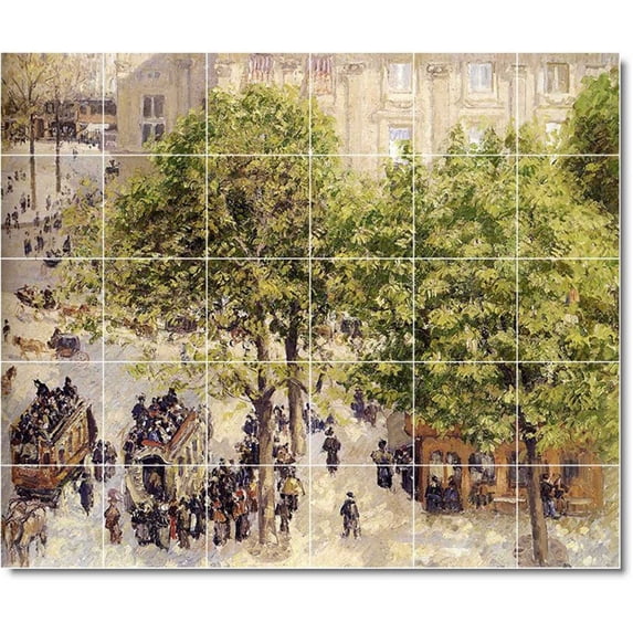 Ceramic Tile Mural-Camille Pissarro City Kitchen Tile Mural 22. 48" w x 40" h using (30) 8 x 8 ceramic tiles