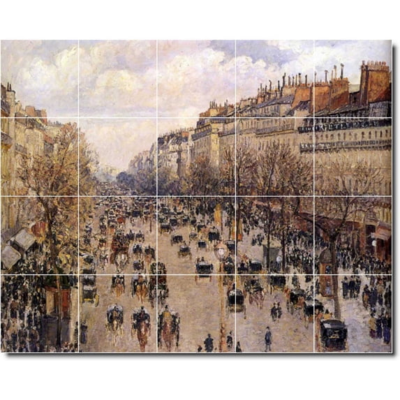 Ceramic Tile Mural-Camille Pissarro City Wall Tile Mural 23. 40" w x 32" h using (20) 8 x 8 ceramic tiles
