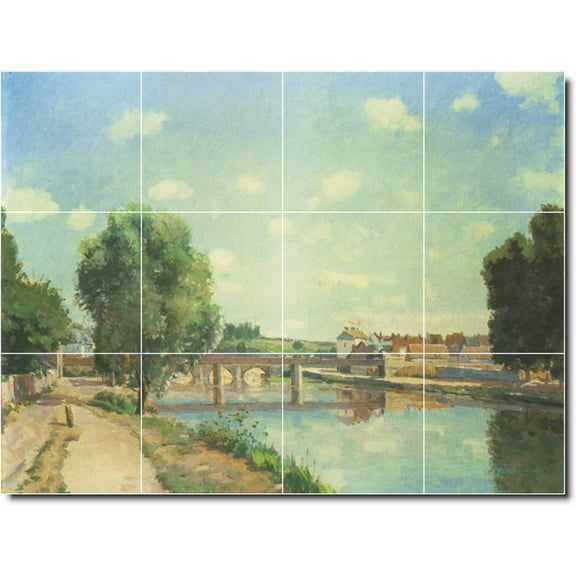 Ceramic Tile Mural-Camille Pissarro Country Painting 68. 17" w x 12.75" h using (12) 4.25 x 4.25 ceramic tiles