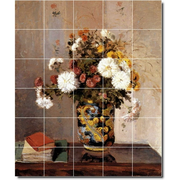 Ceramic Tile Mural-Camille Pissarro Flowers Kitchen Tile Mural 7. 60" w x 72" h using (30) 12 x 12 ceramic tiles
