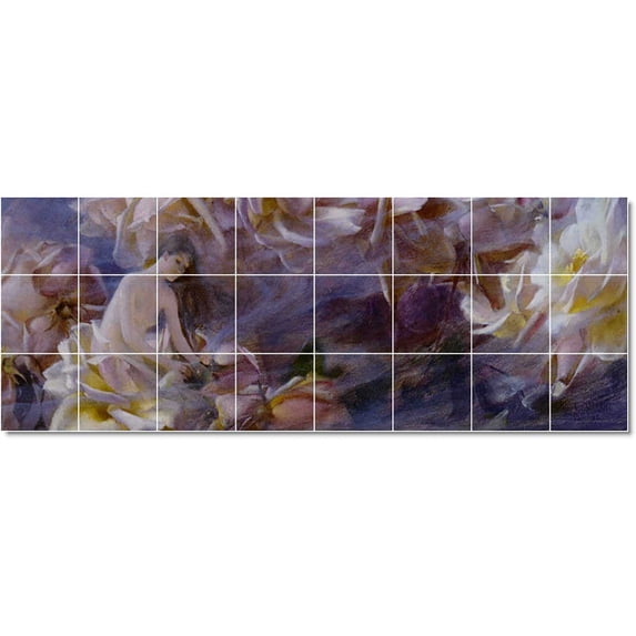 Ceramic Tile Mural-Charles Courtney Curran Mythology Tile Mural Modern House Remodel. 34" w x 12.75" h using (24) 4.25 x 4.25 ceramic tiles