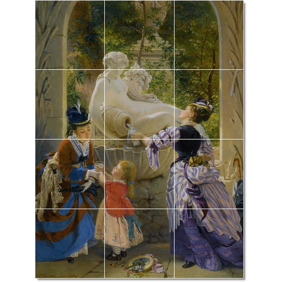 Ceramic Tile Mural-Charles Edouard Boutibonne Mother Child Painting 3. 24" w x 32" h using (12) 8 x 8 ceramic tiles