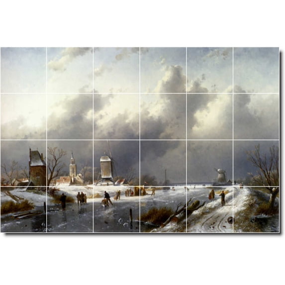 Ceramic Tile Mural-Charles Leickert Landscapes Painting 167. 72" w x 48" h using (24) 12 x 12 ceramic tiles