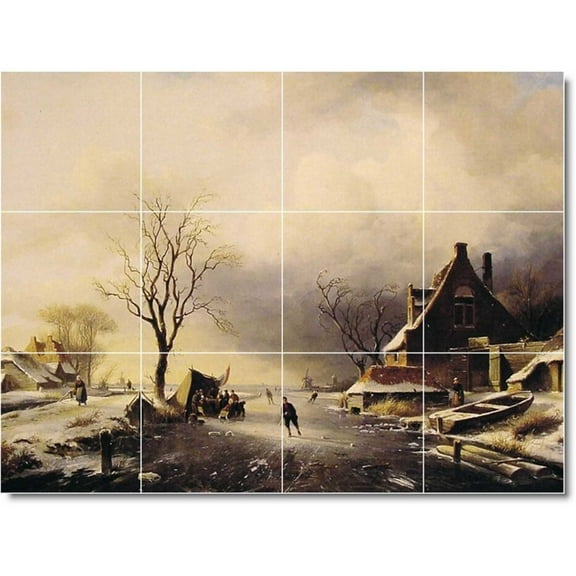 Ceramic Tile Mural-Charles Leickert Landscapes Painting 171. 17" w x 12.75" h using (12) 4.25 x 4.25 ceramic tiles