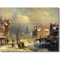 Ceramic Tile Mural-Charles Leickert Village Painting 19. 17" w x 12.75" h using (12) 4.25 x 4.25 ceramic tiles
