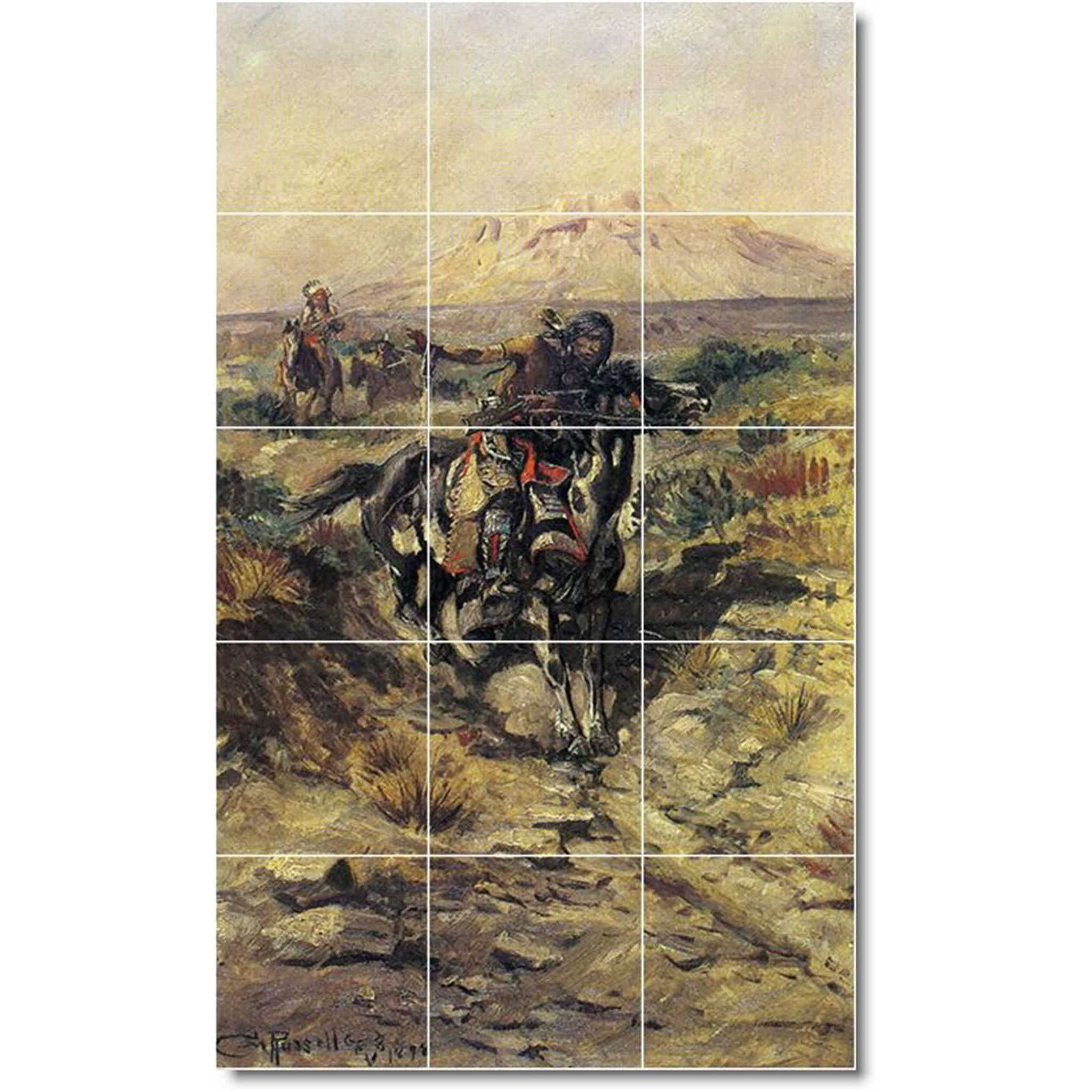 Ceramic Tile Mural-Charles Russell Indians Backsplash Tile Mural 2. 12. ...