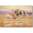 thumbnail image 1 of Ceramic Tile Mural-Charles Russell Indians Kitchen Tile Mural 20. 36" w x 24" h using (24) 6 x 6 ceramic tiles, 1 of 3