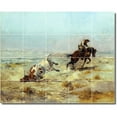 thumbnail image 1 of Ceramic Tile Mural-Charles Russell Western Bathroom Tile Mural 7. 21.25" w x 17" h using (20) 4.25 x 4.25 ceramic tiles, 1 of 3