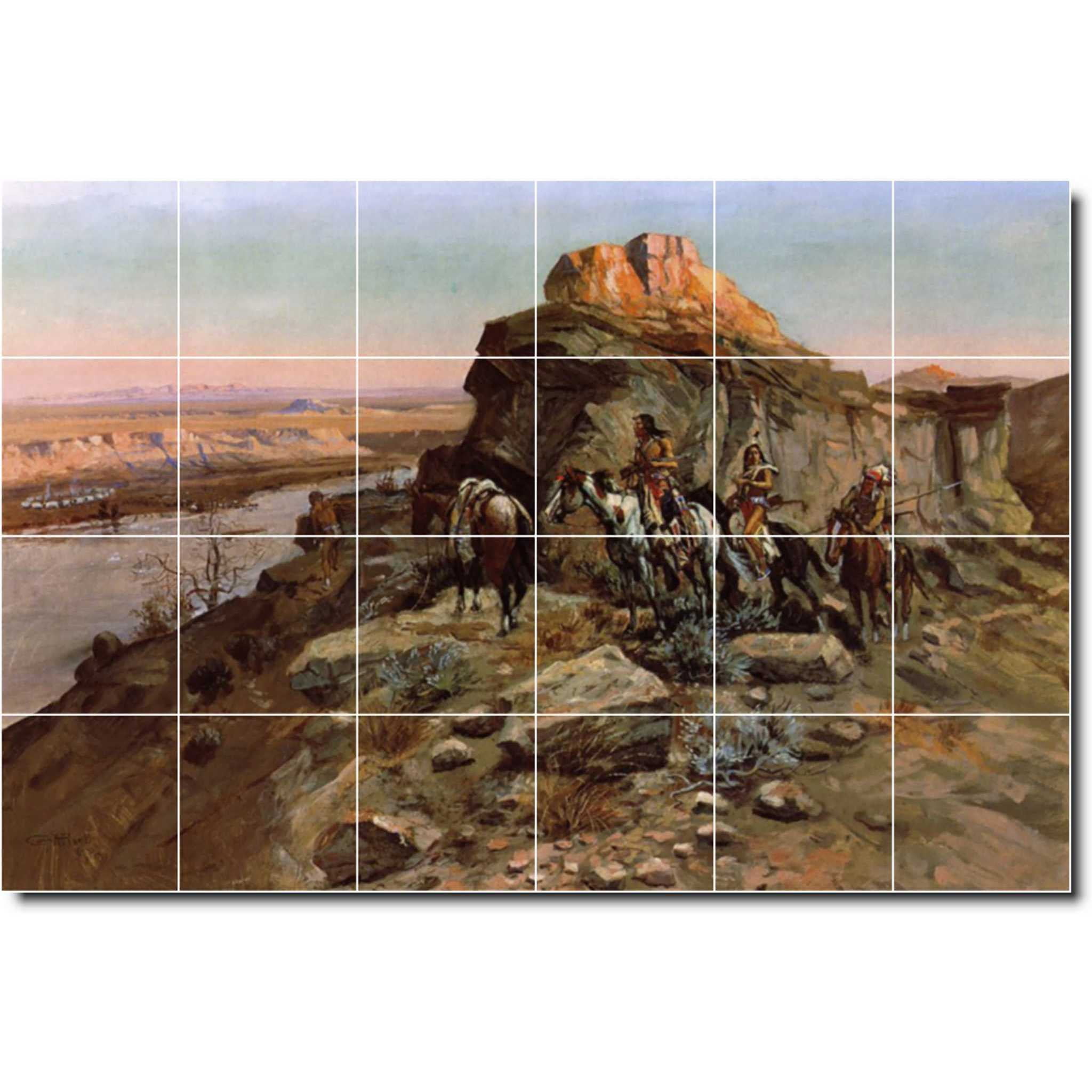 Western Tile Ceramic Tile Mural-Charles Russell Western Kitchen Tile Mural 16. 25.5 ...