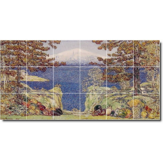 Ceramic Tile Mural-Childe Hassam Landscapes Painting 176. 72" w x 36" h using (18) 12 x 12 ceramic tiles