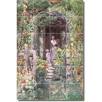 Ceramic Tile Mural-Childe Hassam Waterfront Painting 106. 17" w x 25.5" h using (24) 4.25 x 4.25 ceramic tiles