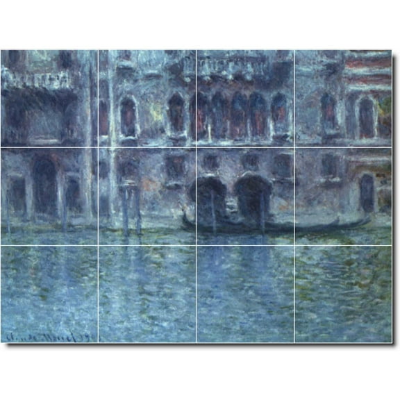 Ceramic Tile Mural-Claude Monet City Custom Tile Mural 30. 17" w x 12.75" h using (12) 4.25 x 4.25 ceramic tiles