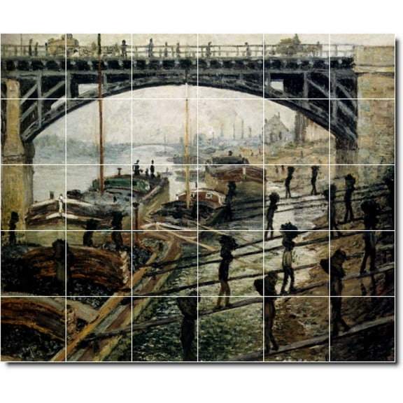 Ceramic Tile Mural-Claude Monet City Wall Tile Mural 10. 25.5" w x 21.25" h using (30) 4.25 x 4.25 ceramic tiles