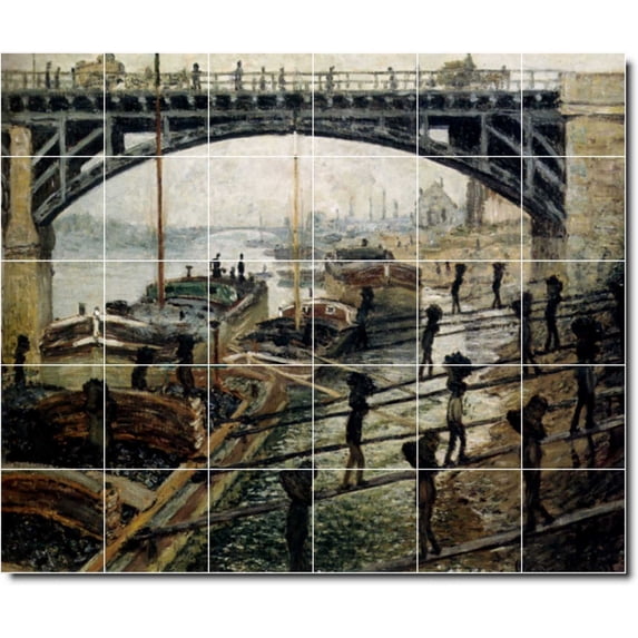 Ceramic Tile Mural-Claude Monet City Wall Tile Mural 10. 48" w x 40" h using (30) 8 x 8 ceramic tiles