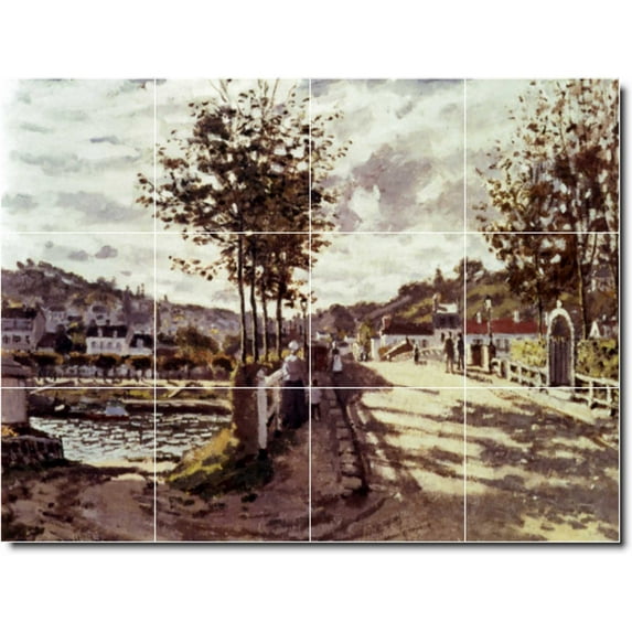 Ceramic Tile Mural-Claude Monet Country Painting 103. 17" w x 12.75" h using (12) 4.25 x 4.25 ceramic tiles