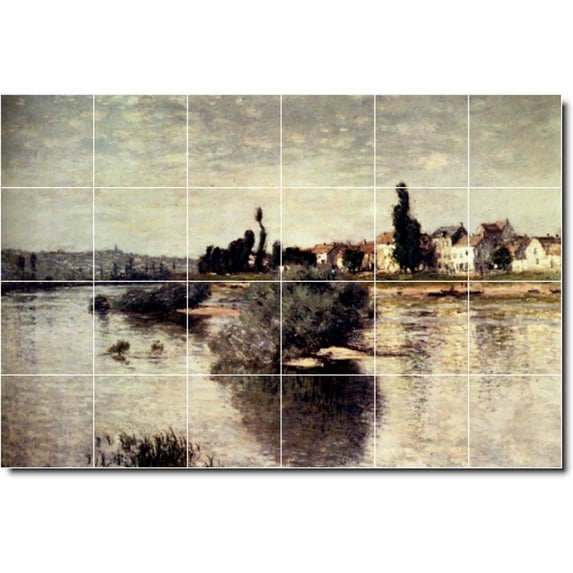 Ceramic Tile Mural-Claude Monet Country Painting 104. 25.5" w x 17" h using (24) 4.25 x 4.25 ceramic tiles