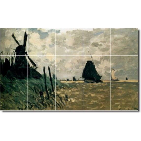 Ceramic Tile Mural-Claude Monet Country Painting 74. 60" w x 36" h using (15) 12 x 12 ceramic tiles