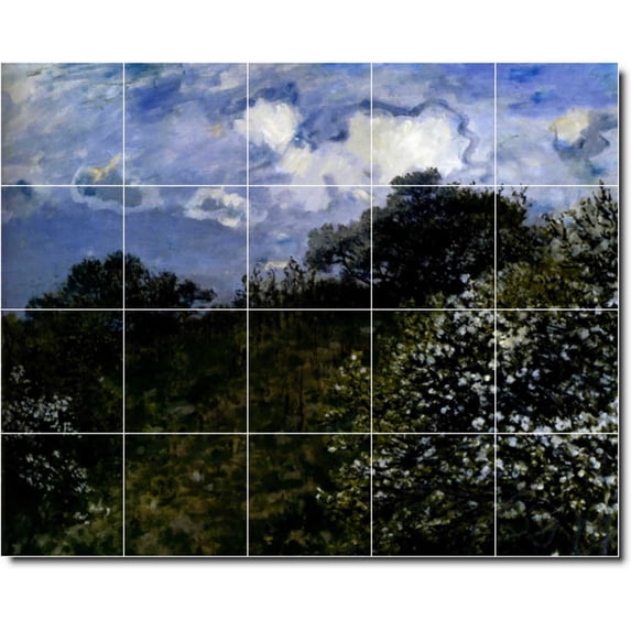 Ceramic Tile Mural-Claude Monet Country Painting 91. 60" w x 48" h using (20) 12 x 12 ceramic tiles