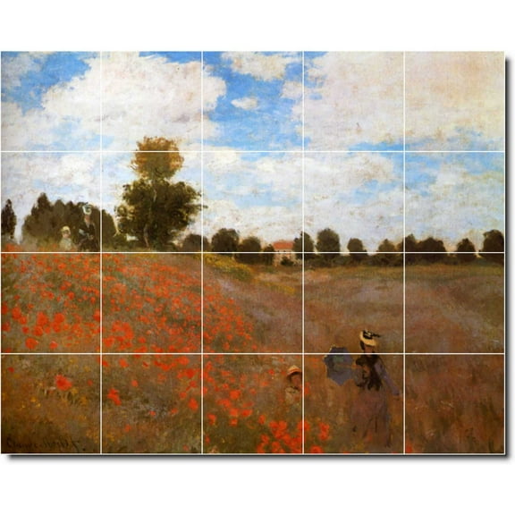 Ceramic Tile Mural-Claude Monet Flowers Custom Tile Mural 3. 21.25" w x 17" h using (20) 4.25 x 4.25 ceramic tiles