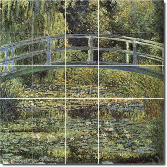 Ceramic Tile Mural-Claude Monet Garden 28. 40" w x 40" h using (25) 8 x 8 ceramic tiles
