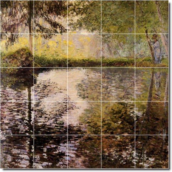 Ceramic Tile Mural-Claude Monet Garden Floor Tile Mural 2. 40" w x 40" h using (25) 8 x 8 ceramic tiles