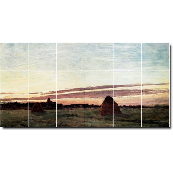 Ceramic Tile Mural-Claude Monet Landscapes Painting 181. 72" w x 36" h using (18) 12 x 12 ceramic tiles