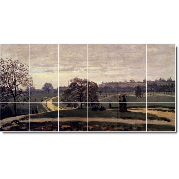 Ceramic Tile Mural-Claude Monet Landscapes Painting 182. 25.5" w x 12.75" h using (18) 4.25 x 4.25 ceramic tiles