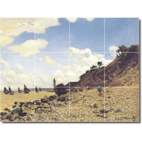 Ceramic Tile Mural-Claude Monet Waterfront Painting 110. 32" w x 24" h using (12) 8 x 8 ceramic tiles