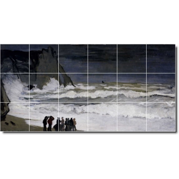 Ceramic Tile Mural-Claude Monet Waterfront Painting 117. 48" w x 24" h using (18) 8 x 8 ceramic tiles