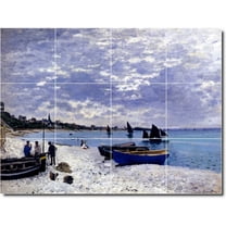 Ceramic Tile Mural-Claude Monet Waterfront Painting 122. 17" w x 12.75" h using (12) 4.25 x 4.25 ceramic tiles