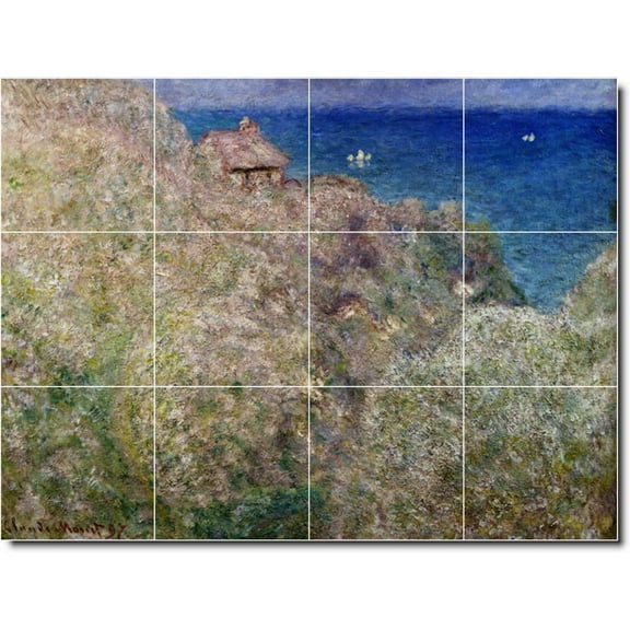 Ceramic Tile Mural-Claude Monet Waterfront Painting 123. 17" w x 12.75" h using (12) 4.25 x 4.25 ceramic tiles