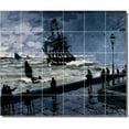 thumbnail image 1 of Ceramic Tile Mural-Claude Monet Waterfront Painting 124. 36" w x 30" h using (30) 6 x 6 ceramic tiles, 1 of 3