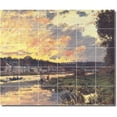 thumbnail image 1 of Ceramic Tile Mural-Claude Monet Waterfront Painting 126. 25.5" w x 21.25" h using (30) 4.25 x 4.25 ceramic tiles, 1 of 3