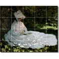 thumbnail image 1 of Ceramic Tile Mural-Claude Monet Women Painting 40. 21.25" w x 17" h using (20) 4.25 x 4.25 ceramic tiles, 1 of 3
