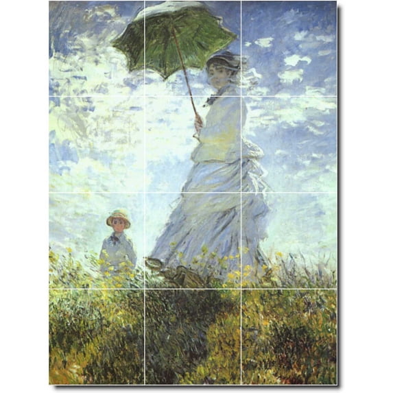 Ceramic Tile Mural-Claude Monet Women Painting 48. 18" w x 24" h using (12) 6 x 6 ceramic tiles