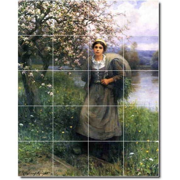 Ceramic Tile Mural-Daniel Ridgway Knight Country Painting 116. 32" w x 40" h using (20) 8 x 8 ceramic tiles