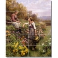 thumbnail image 1 of Ceramic Tile Mural-Daniel Ridgway Knight Garden Custom Tile Mural 1. 32" w x 40" h using (20) 8 x 8 ceramic tiles, 1 of 3