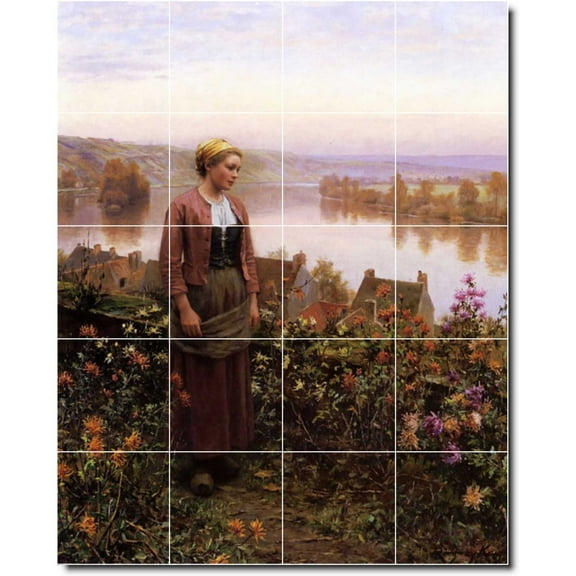 Ceramic Tile Mural-Daniel Ridgway Knight Garden Custom Tile Mural 29. 17" w x 21.25" h using (20) 4.25 x 4.25 ceramic tiles