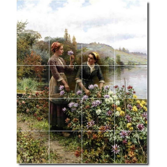 Ceramic Tile Mural-Daniel Ridgway Knight Garden Custom Tile Mural 3. 48" w x 60" h using (20) 12 x 12 ceramic tiles