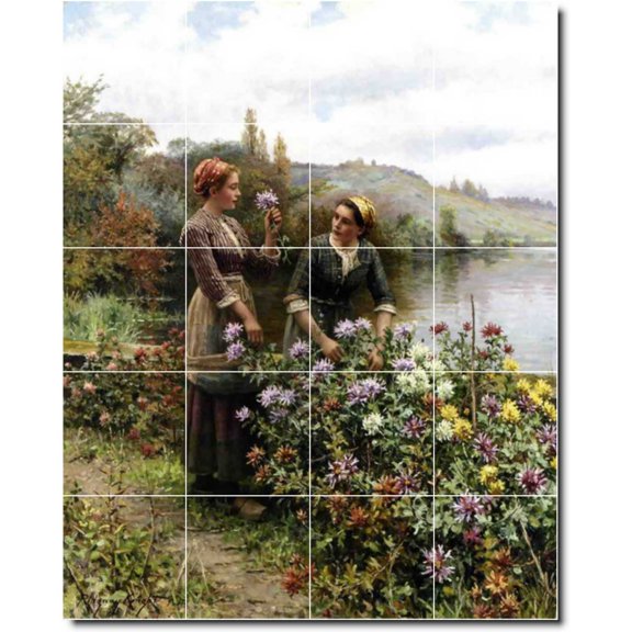Ceramic Tile Mural-Daniel Ridgway Knight Garden Custom Tile Mural 3. 48" w x 60" h using (20) 12 x 12 ceramic tiles