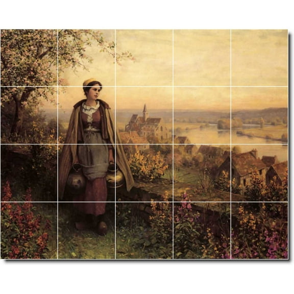 Ceramic Tile Mural-Daniel Ridgway Knight Garden Custom Tile Mural 4. 21.25" w x 17" h using (20) 4.25 x 4.25 ceramic tiles
