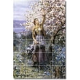 thumbnail image 1 of Ceramic Tile Mural-Daniel Ridgway Knight Garden Shower Tile Mural 14. 32" w x 48" h using (24) 8 x 8 ceramic tiles, 1 of 3