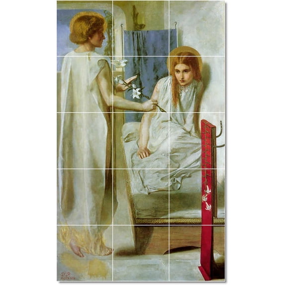 Ceramic Tile Mural-Dante Gabriel Rossetti Mythology Tile Mural Contemporary Interior Construction. 24" w x 40" h using (15) 8 x 8 ceramic tiles